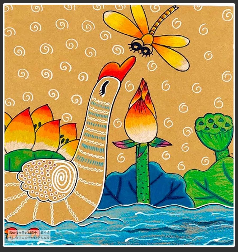 儿童线描画|线描加一点色彩,漂亮又有趣