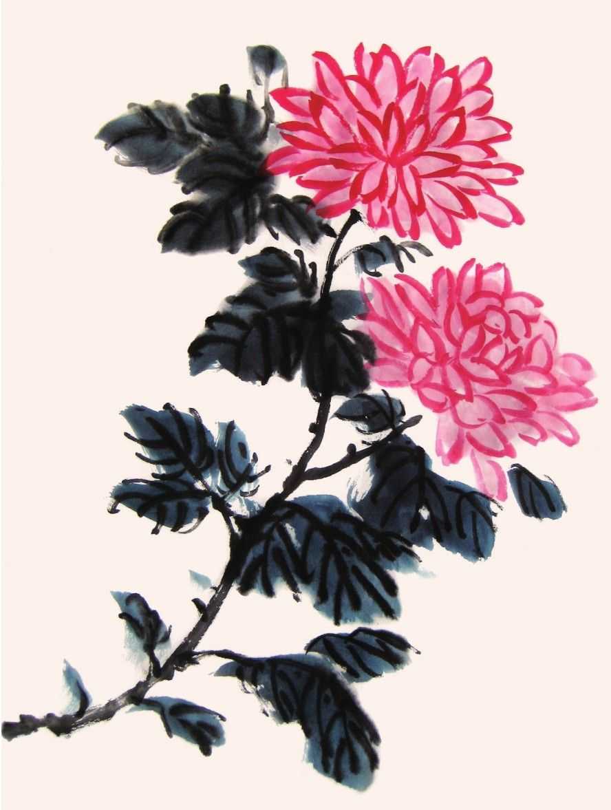 零基础国画教程:分步骤教你5种菊花设色画法,简单易学,收藏