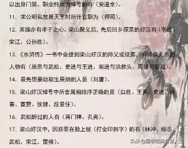 《四大名著》三百问，全是经典国史精华，整理不易，建议收藏