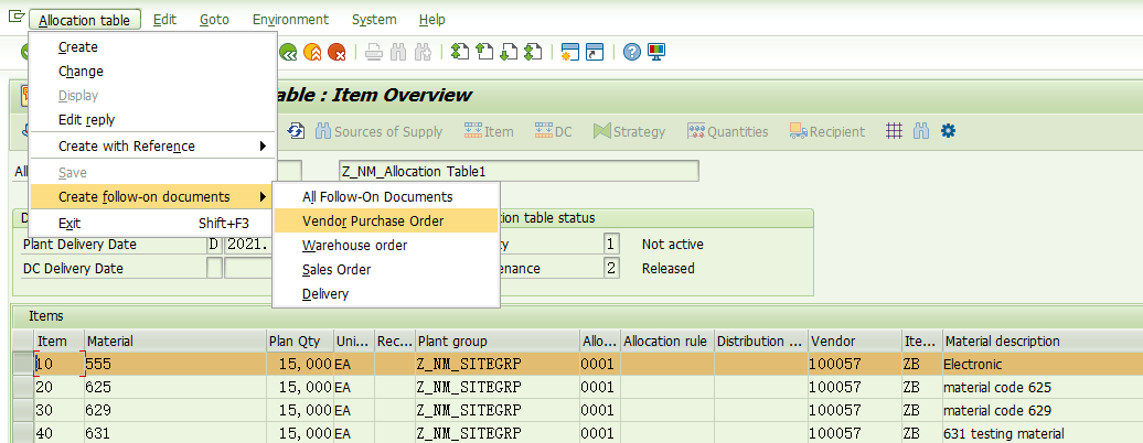 SAP RETAIL 分配表功能的使用