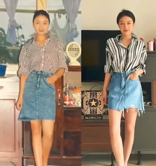 女学生和母亲的“同款照”，妈妈年轻时有多美？网友：没有可比性