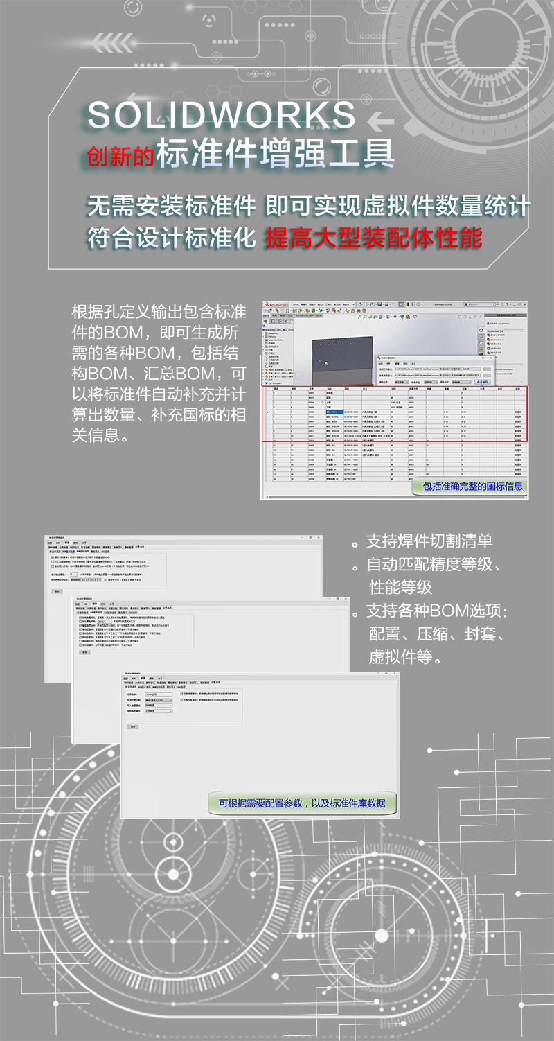 这是一款针对SOLIDWORKS 3D模型的虚拟标准件智能汇总工具