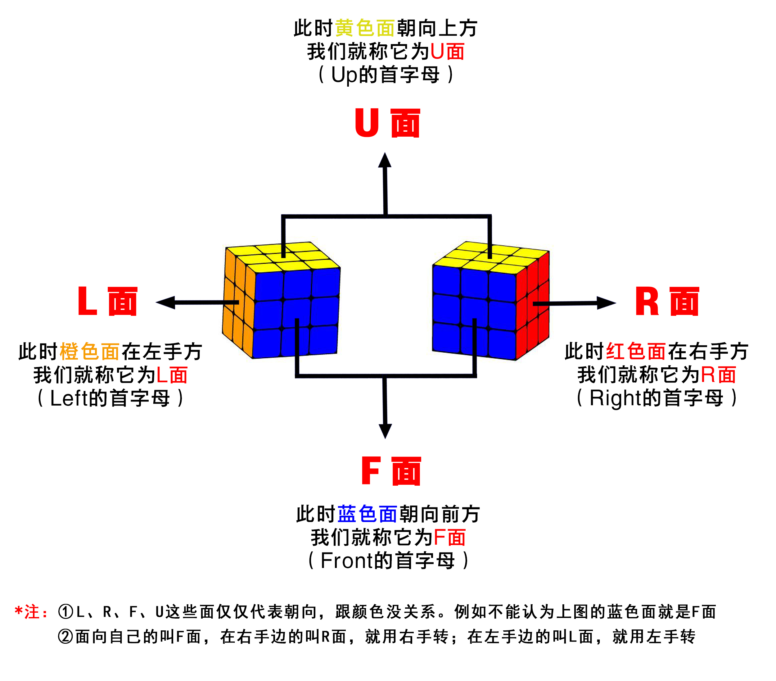 2用字母標記魔方的幾個面魔方的三種