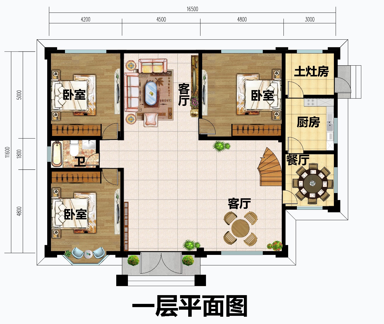 別墅效果圖展示農村獨棟二層簡歐小別墅設計圖,二樓佈置三間臥室,讓