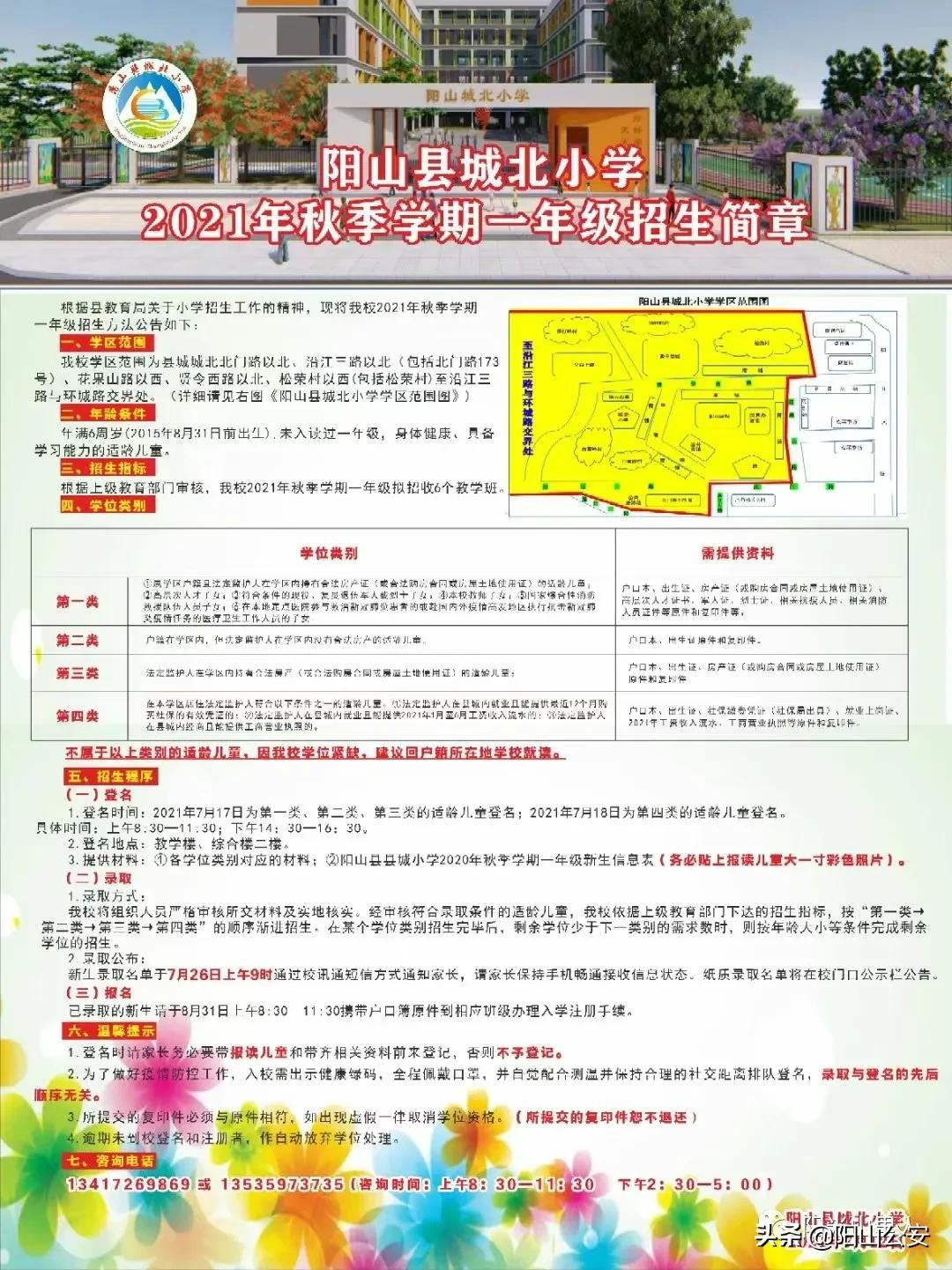扩散！2021年秋阳山县城公办小学、幼儿园招生简章都在这里