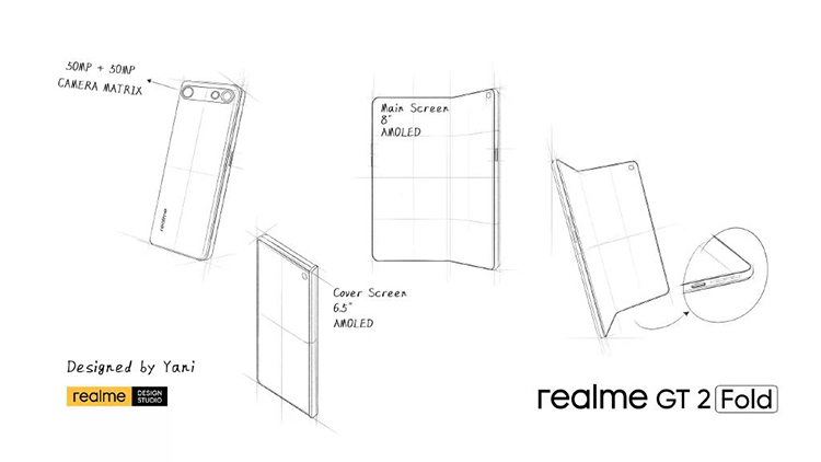 realme左右折叠屏手机设计图曝光 售价或达8000元
