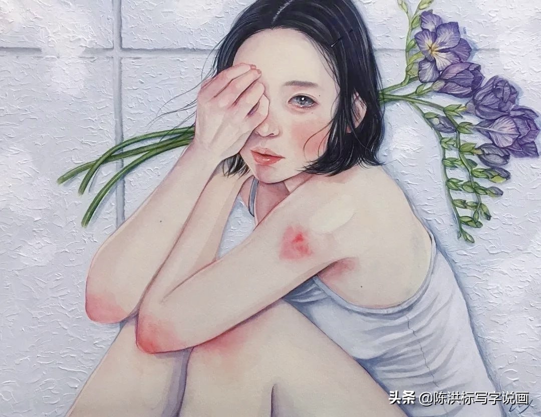 画中的人体太真实，少女伤心的泪水清晰可看，神情楚楚可怜惹人爱