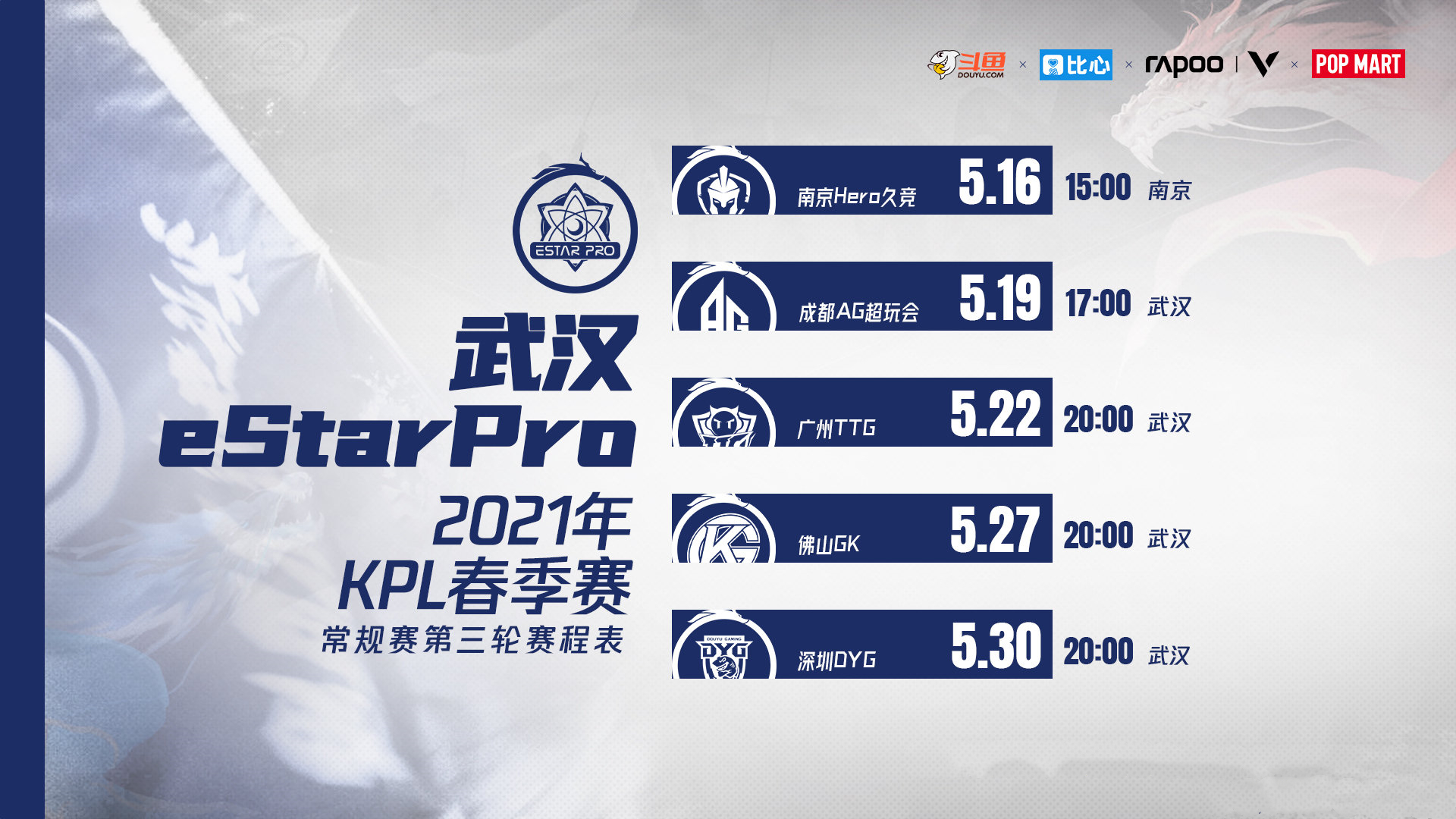 2020kpl春季赛赛程(KPL春季赛第三轮赛程出炉：E星迎来魔鬼赛程，QG世冠积分压力山大)