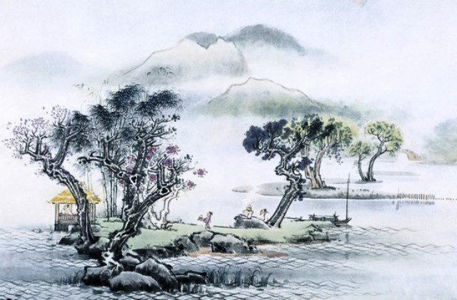 陈子昂《春夜别友人》：明月隐高树，长河没晓天