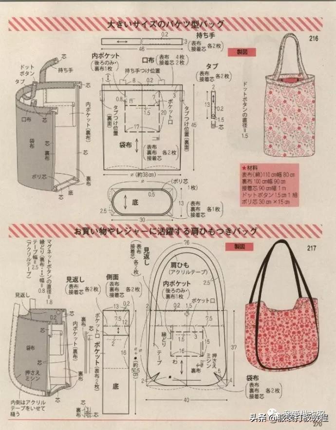 自制双肩包教程有尺寸（双肩包手提包裁剪纸样）