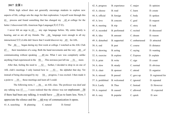 近十年高考全国卷英语完形填空真题（带解析）准高考生必刷，打印