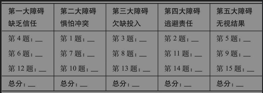 《团队协作的五大障碍》读书笔记