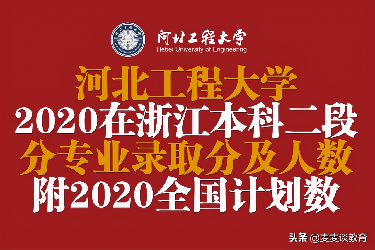 河北工程大学2020在浙江二段分专业录取分及人数！附全国计划