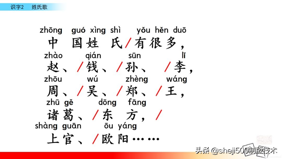 【预习】部编版一年级语文下册识字2《姓氏歌》知识点+图文讲解
