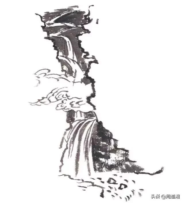 国画教程|山的表现方法、山石墨法及山坡路径、泉水瀑布的画法