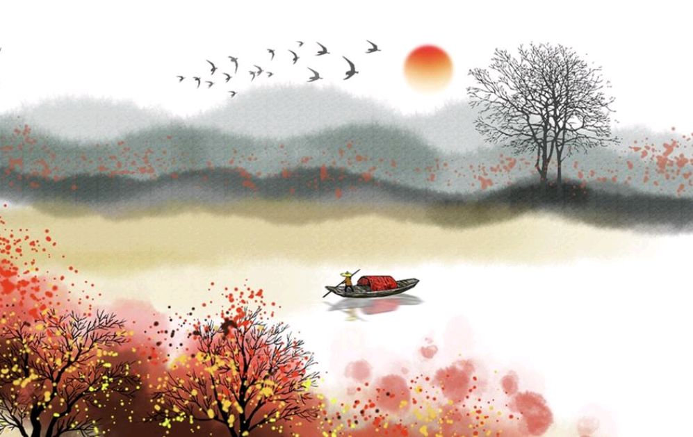 王维一首有名的山水诗，景色壮美，宛如一巨幅山水画！