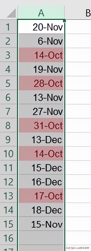 Excel 中那么多未排序的日期，如何自動(dòng)標(biāo)出下個(gè)月的所有日期？