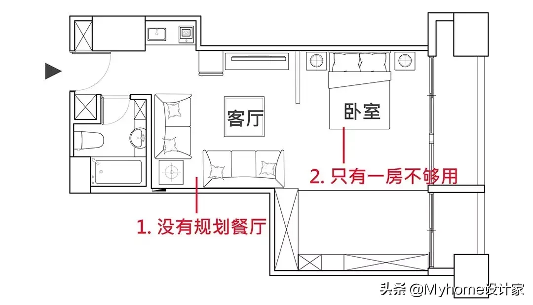 刀把户破解,修改平面图后,多了塌塌米空间,还有两房跟大厨房!