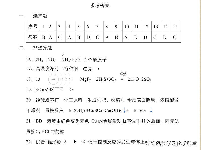 2019年四川省（自贡市）高中招生暨中考化学试题（含答案）
