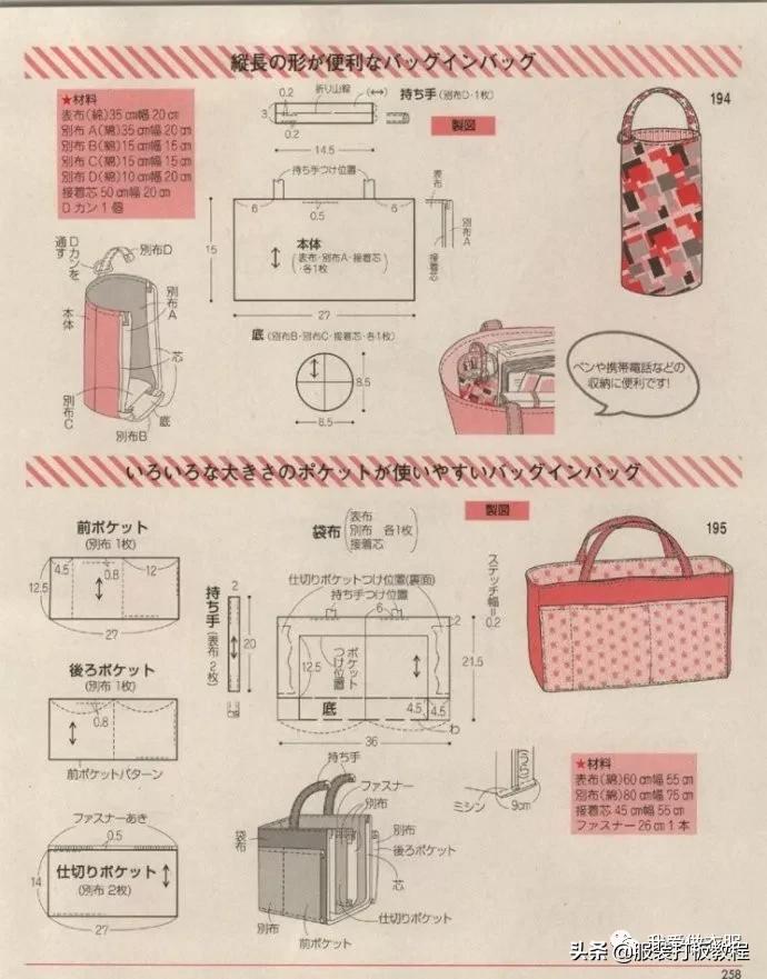 自制双肩包教程有尺寸（双肩包手提包裁剪纸样）