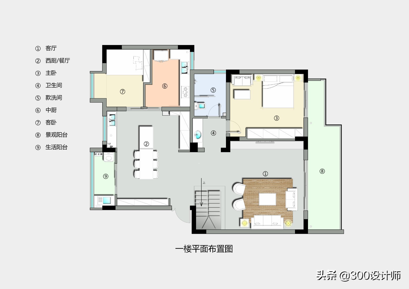 陈柯辛作品：晒晒200㎡复式装修，总造价90万，上下层挑高6米