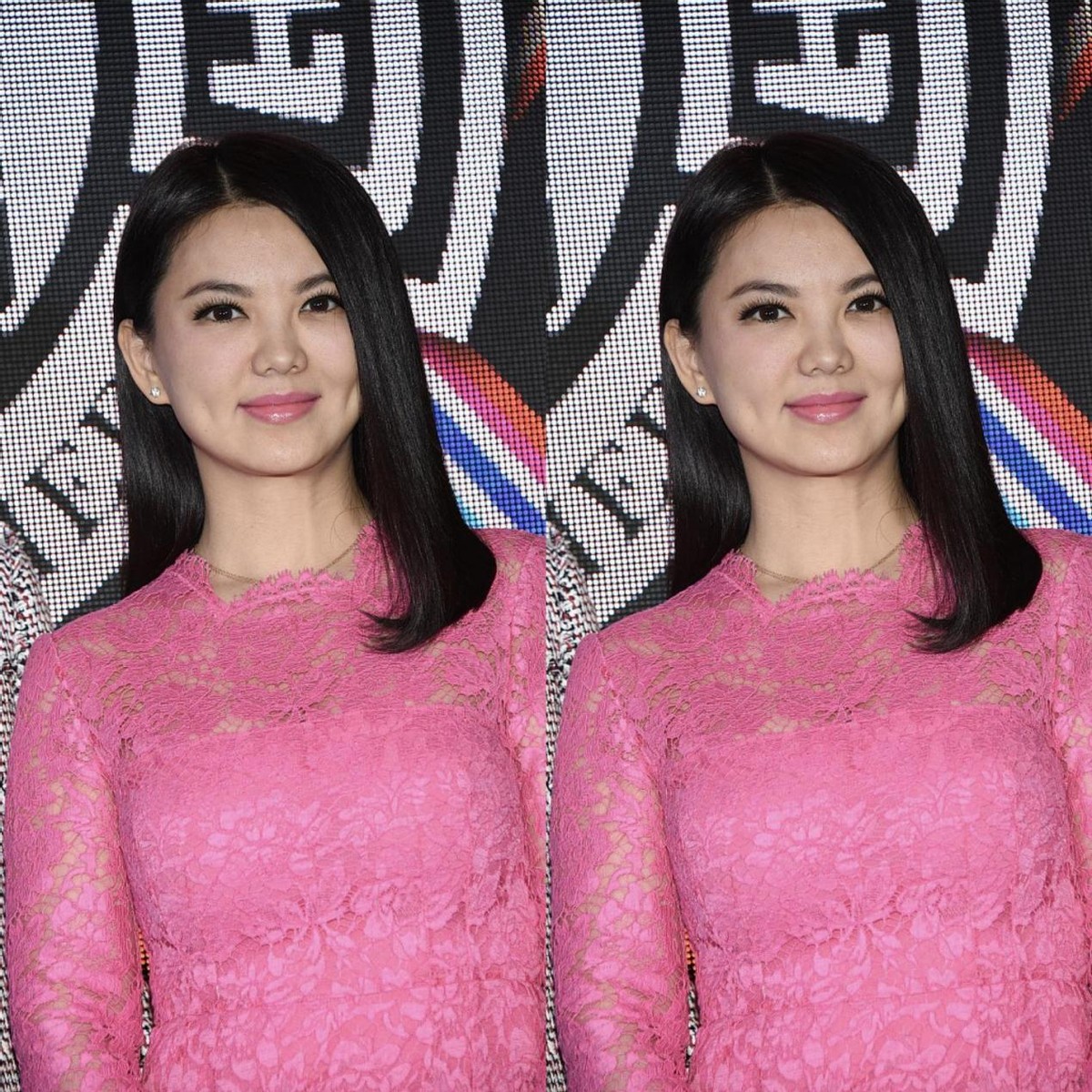 李湘真是够高调的,穿艳粉色蕾丝裙却一点不俗,感觉比老公还霸气