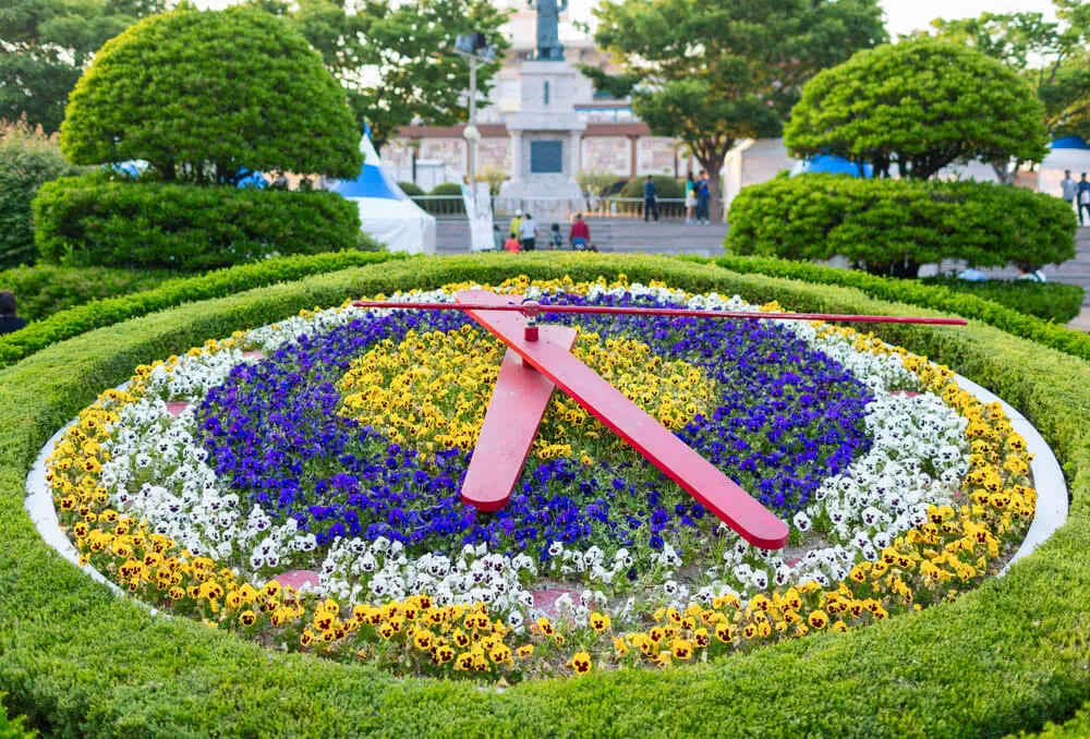 (3) flower terrace 梯田式多层花坛the sidewalk follows the flower