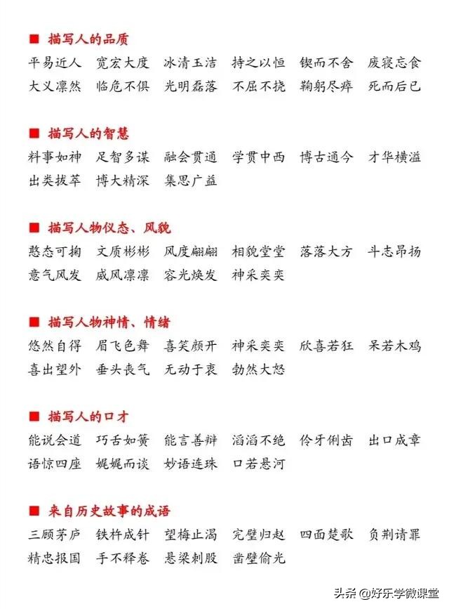 想要作文得高分？多用4个字，58种成语分类值得收藏