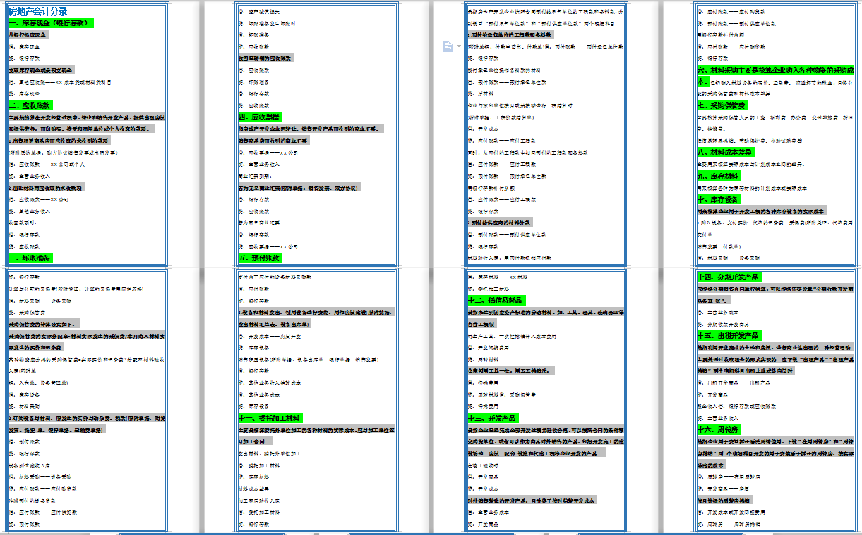 房地产老会计宋姐分享：超全房地产会计分录，学会再也不用加班