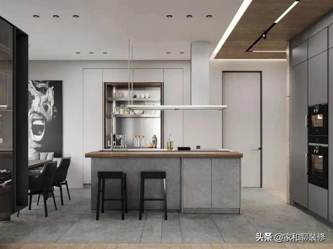 现代浪漫中岛厨房装修效果图，打造迷人烹饪空间
