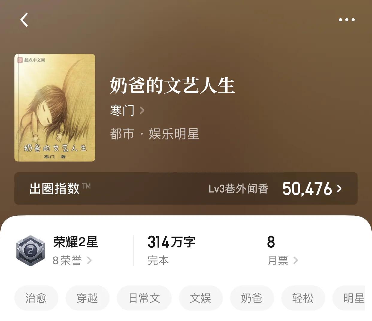 八本完本精品文娱小说，总计字数破5000万，就问你够不够？