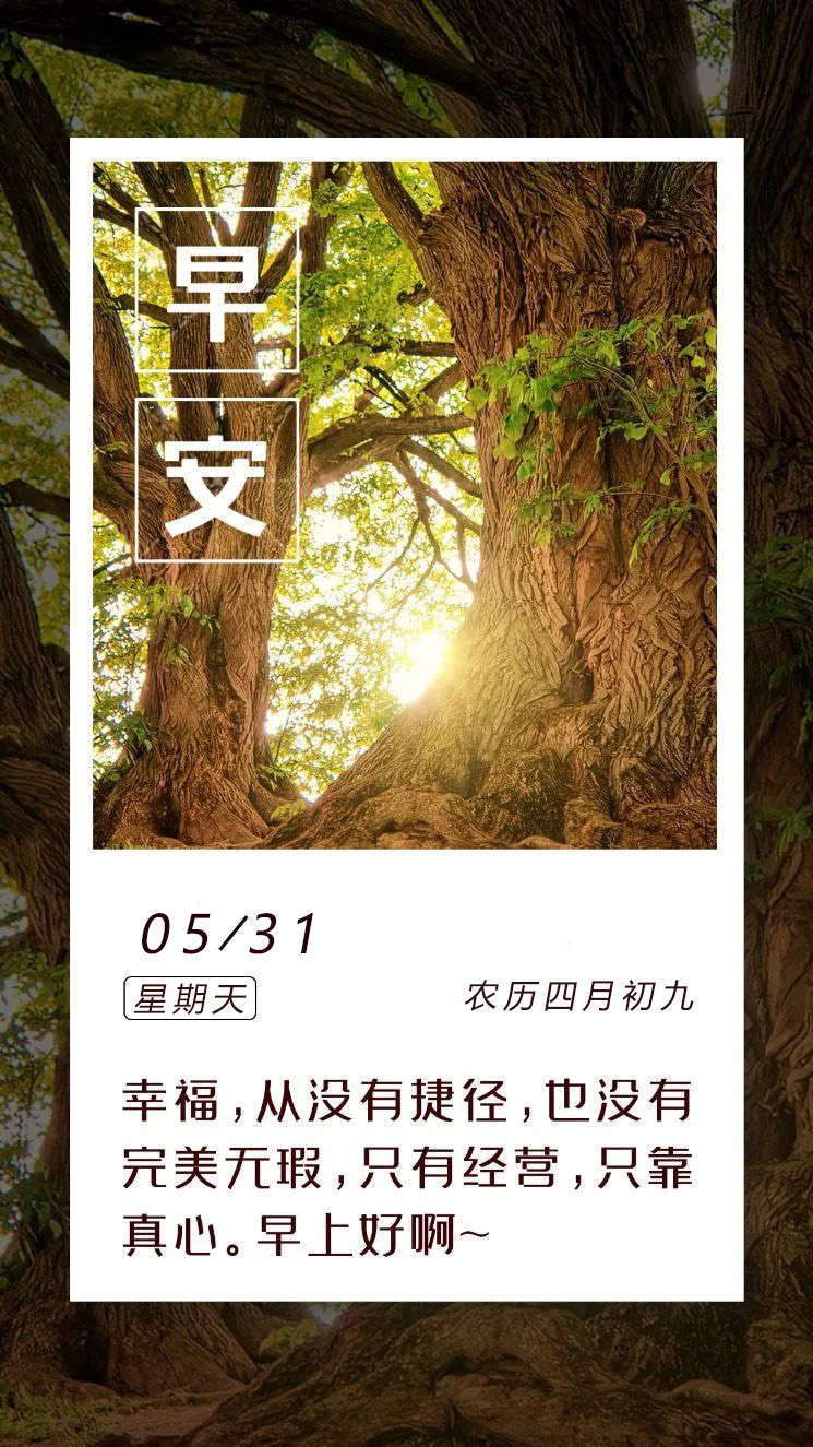 5月31日五月最后一天早安图片日签励志正能量带字说说语录