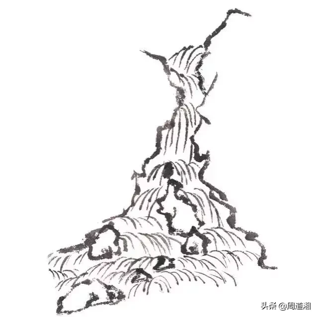 国画教程|山的表现方法、山石墨法及山坡路径、泉水瀑布的画法