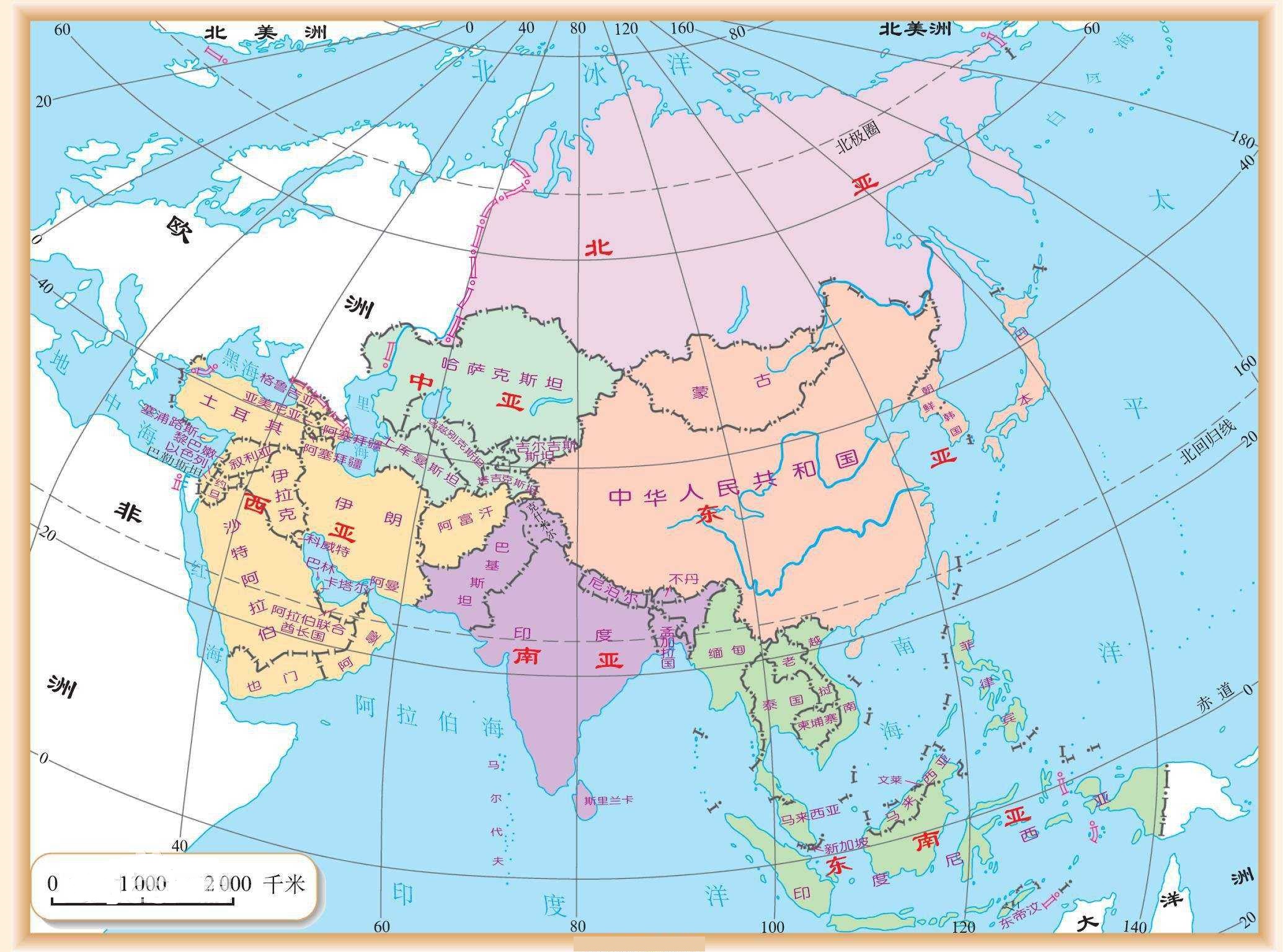 俄罗斯亚洲部分行政区划图(你知道吗，在亚洲的六大地理分区中，哪一个分区的国家数量最多？)