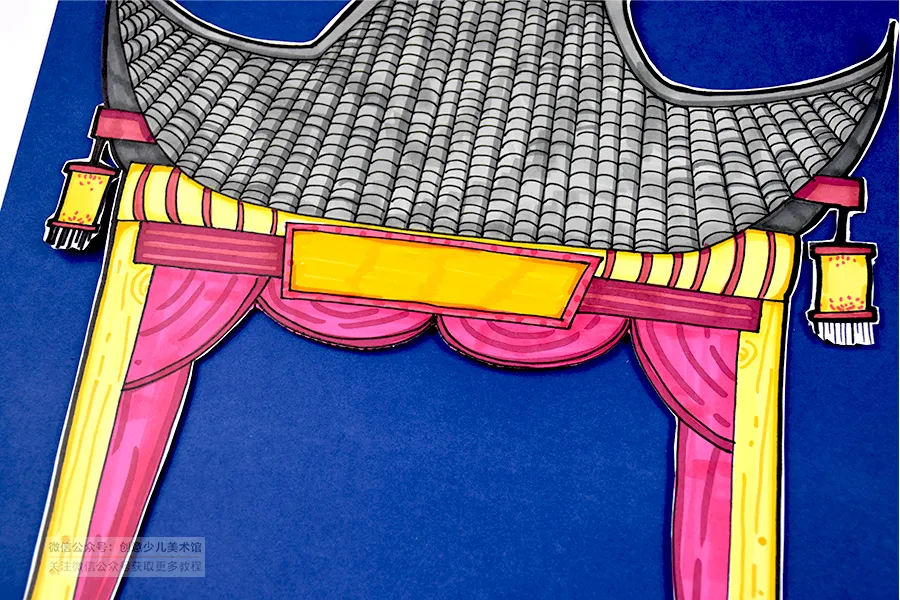 中国民间故事图片简笔画(儿童画教程｜建筑之美 童趣创想《濒临消失的古戏台》)