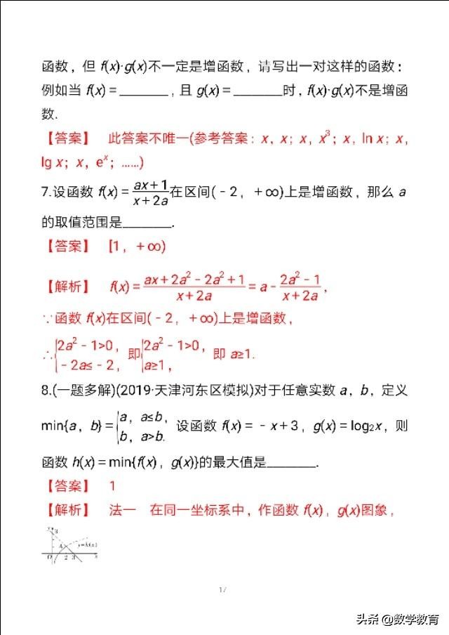 数学一轮复习07，函数的单调性与最值，必会常用4种方法