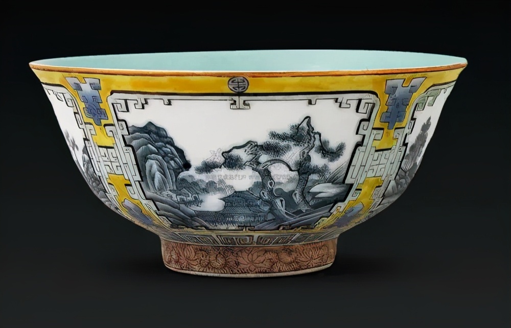 价格300万一只碗,200万在画片上,不多见的精品珐琅彩山水绘画