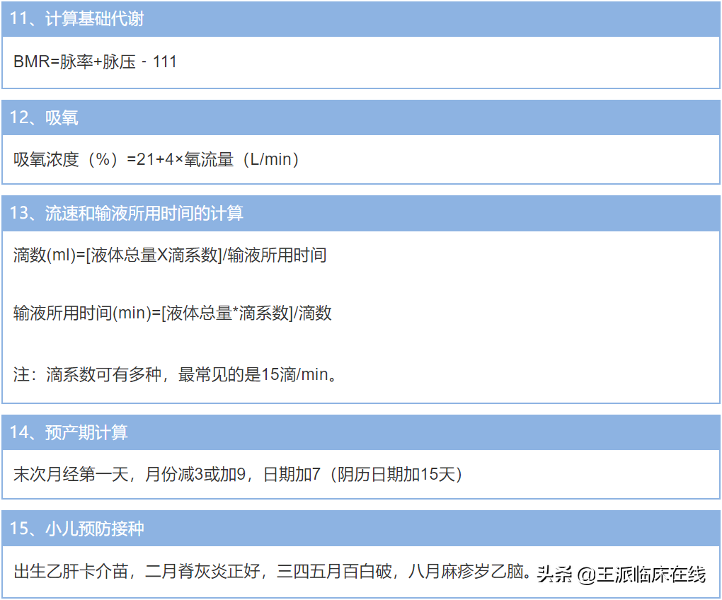 干货｜医学必备：临床医学考试及实际工作中常用到的计算公式