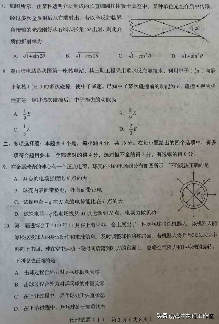 山东2020年高考物理模拟试题+试卷分析