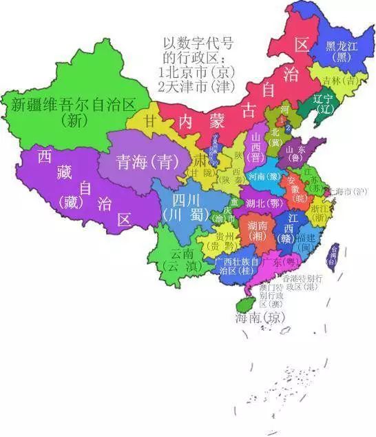 地理知识：我国省市自治区的简称汇总