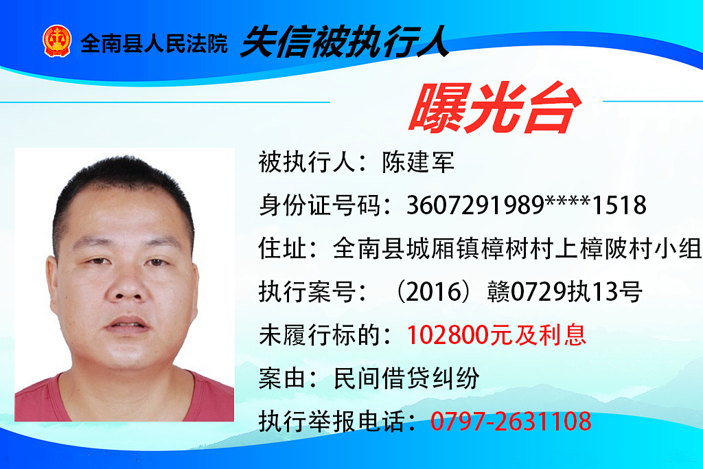 曝光！这些赣州人欠钱不还！你认识吗？