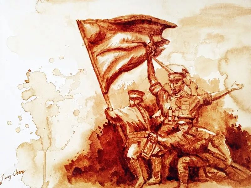 南昌起义先来欣赏一组可爱的咖啡画!八一建军节,向最可爱的人致敬!