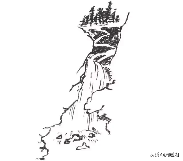 国画教程|山的表现方法、山石墨法及山坡路径、泉水瀑布的画法