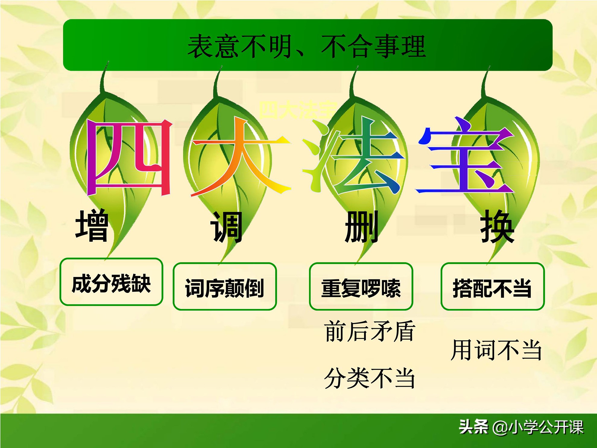 小学语文｜常见病句的类型分析及修改方法+练习（含答案）