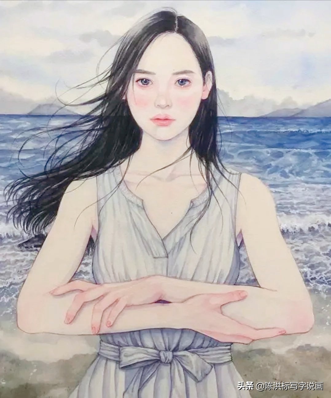画中的人体太真实，少女伤心的泪水清晰可看，神情楚楚可怜惹人爱