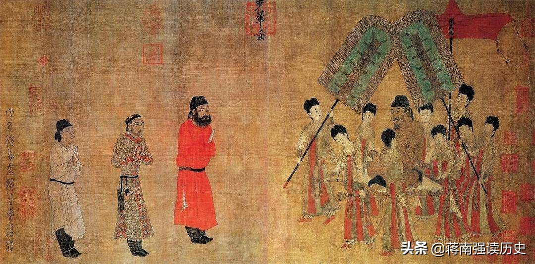 三,唐朝画家阎立本的名作《步辇图》,小细节揭示唐太宗的大国风范