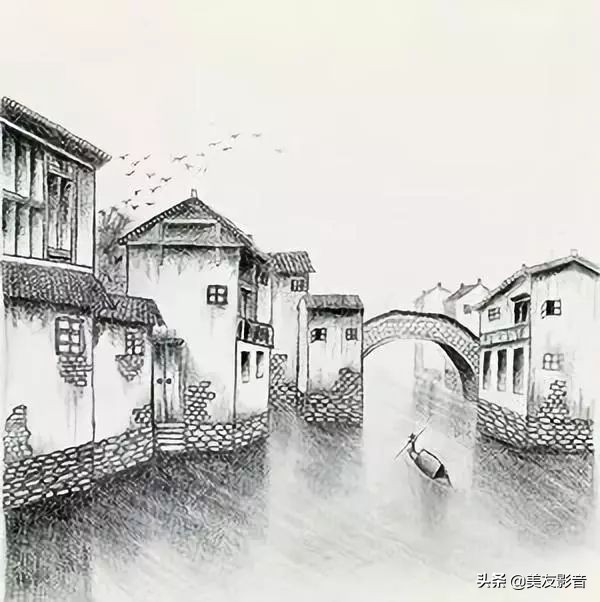 雨过山村插画图片