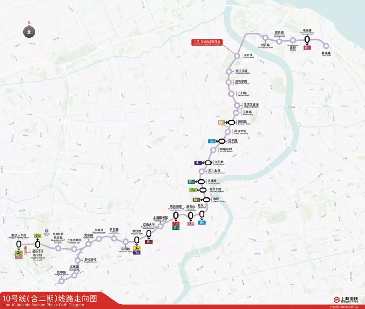 上海10号地铁站线路图图片