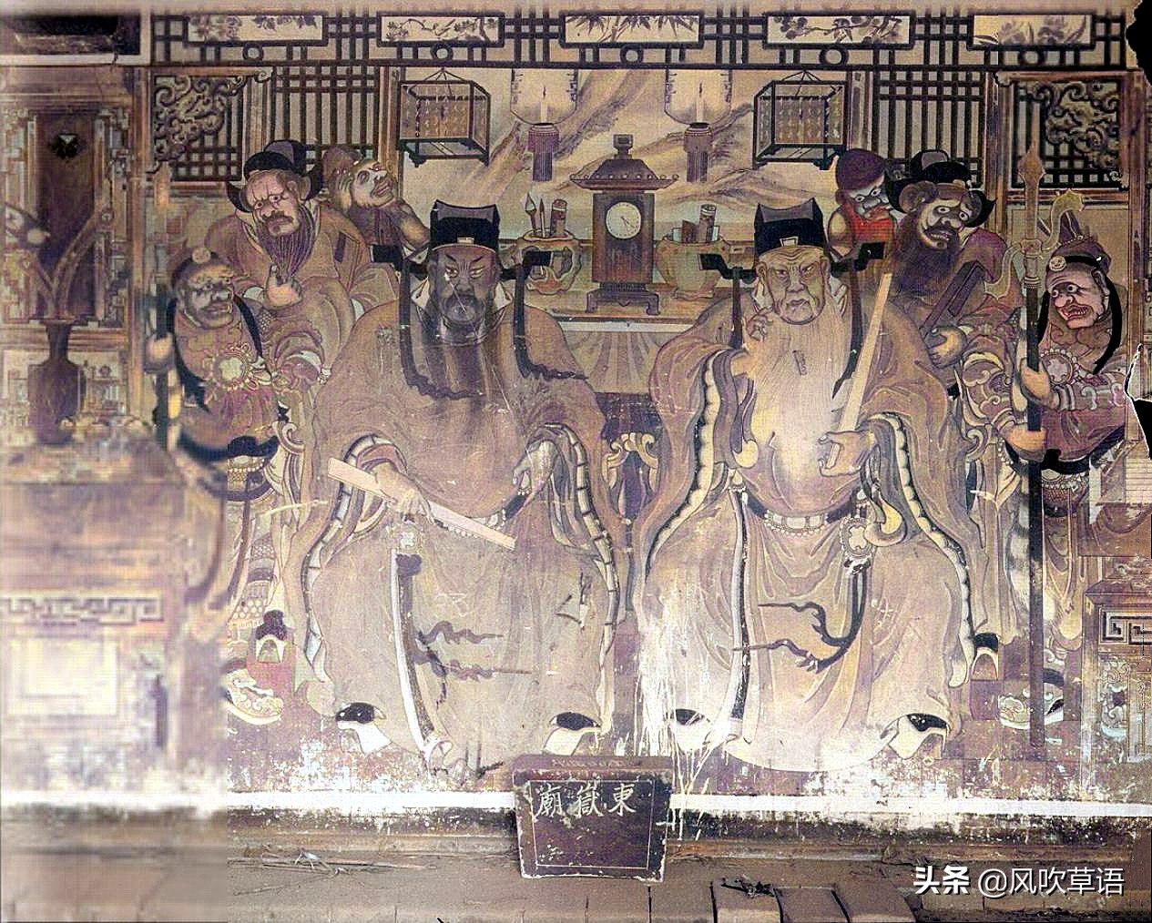 1931年，河北定县（定州）东岳庙内精美的壁画和人物造像