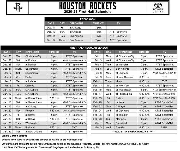 火箭赛程2019-2020(火箭2020-21赛季常规赛赛程（北京时间） 抓紧收藏吧)
